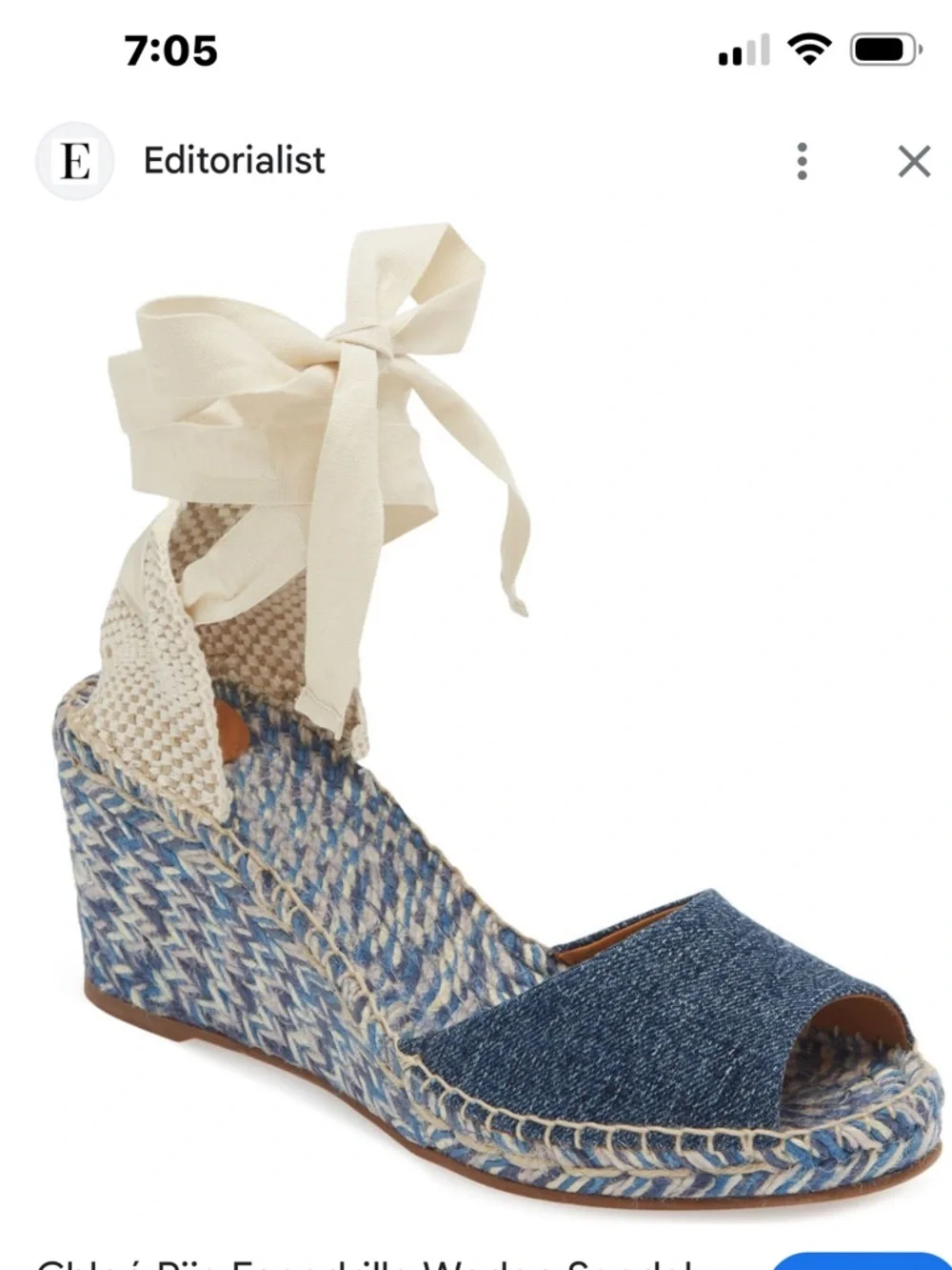 Chloe - Piia denim espadrille wedges - Picture 2 of 10